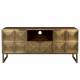 Buffet Volan Dutchbone Meuble TV Bahut de Rangement en Acier Laiton et Manguier Massif 40x60x135cm