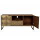 Buffet Volan Dutchbone Meuble TV Bahut de Rangement en Acier Laiton et Manguier Massif 40x60x135cm