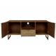 Buffet Volan Dutchbone Meuble TV Bahut de Rangement en Acier Laiton et Manguier Massif 40x60x135cm