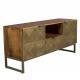 Buffet Volan Dutchbone Meuble TV Bahut de Rangement en Acier Laiton et Manguier Massif 40x60x135cm