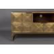 Buffet Volan Dutchbone Meuble TV Bahut de Rangement en Acier Laiton et Manguier Massif 40x60x135cm