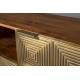 Buffet Volan Dutchbone Meuble TV Bahut de Rangement en Acier Laiton et Manguier Massif 40x60x135cm