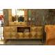 Buffet Volan Dutchbone Meuble TV Bahut de Rangement en Acier Laiton et Manguier Massif 40x60x135cm