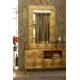 Buffet Volan Dutchbone Meuble TV Bahut de Rangement en Acier Laiton et Manguier Massif 40x60x135cm