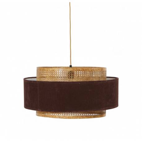 Suspension Oran Burgandy Athezza Luminaire Eclairage en Velours et Cannage 32x60x60cm