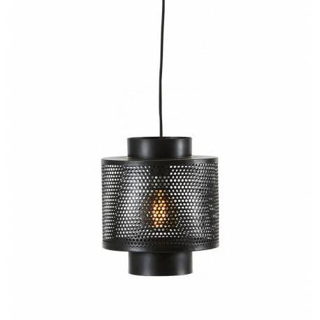 Suspension Ouatia Noire Athezza Eclairage Luminaire Lustre en Métal 24x24x28cm