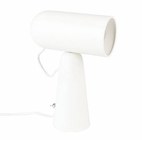 Lampe de Bureau Vesper Blanc Woody Luminaire de Table avec Tête Amovible et Réglable en Métal 8,5x18,5x26,5cm