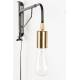 Applique Murale Lasse Woody Luminaire Mural Pivotant Eclairage 1 Ampoule en Métal Noir et Laiton 4x23,5x38cm