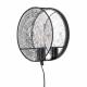Applique Murale Lea Noire Woody Luminaire Eclairage Mural Rond avec Miroir en Métal 11x25,5x25,5cm
