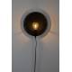 Applique Murale Lea Noire Woody Luminaire Eclairage Mural Rond avec Miroir en Métal 11x25,5x25,5cm