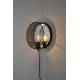 Applique Murale Lea Noire Woody Luminaire Eclairage Mural Rond avec Miroir en Métal 11x25,5x25,5cm