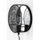 Applique Murale Lea Noire Woody Luminaire Eclairage Mural Rond avec Miroir en Métal 11x25,5x25,5cm
