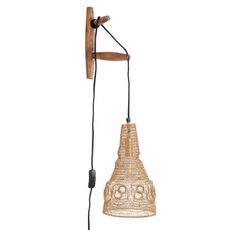 Applique Murale Alen Woody Luminaire d'Ambiance Eclairage Mural en Bois et Métal 17x18x47cm