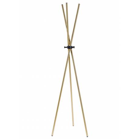Porte Manteau Darwin Laiton Woody Mobilier d'Entrée Support à Vêtements en Acier 44x51x174cm