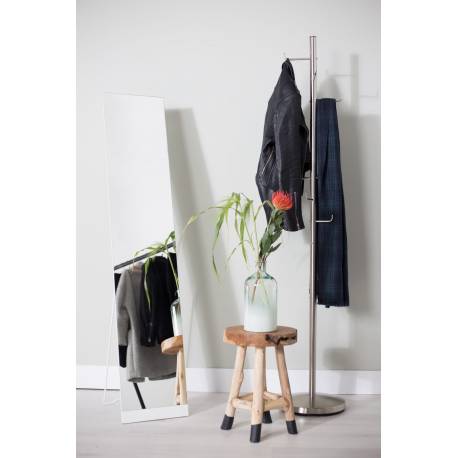 Psyché Blanc Miroir Trumeau à Poser Glace Rectangle en Acier 30,5x36,5x147,5cm