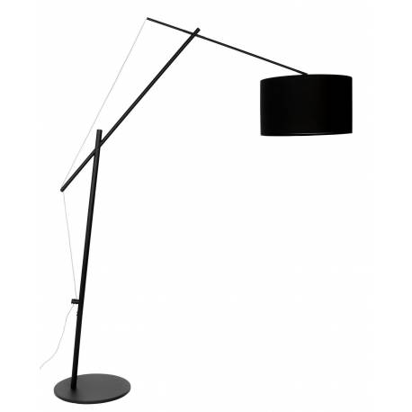 Lampadaire Tokio Noir Woody Luminaire Eclairage Réglable en Hauteur en Métal et Tissu 50x168x210cm