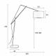 Lampadaire Tokio Noir Woody Luminaire Eclairage Réglable en Hauteur en Métal et Tissu 50x168x210cm
