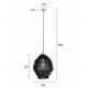 Suspension Lena Noire Woody Plafonnier Eclairage Plafond en Métal Noir 48x48x60cm