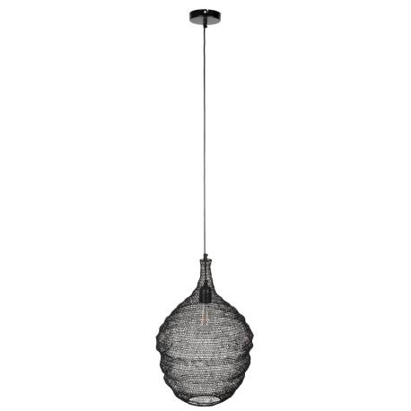 Suspension Lena Noire Woody Plafonnier Eclairage Plafond en Métal Noir 37x37x51cm