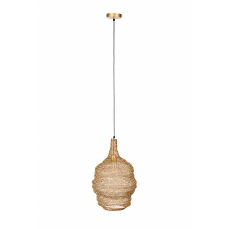 Suspension Lena Laiton Woody Plafonnier Eclairage Plafond en Métal 37x37x51cm