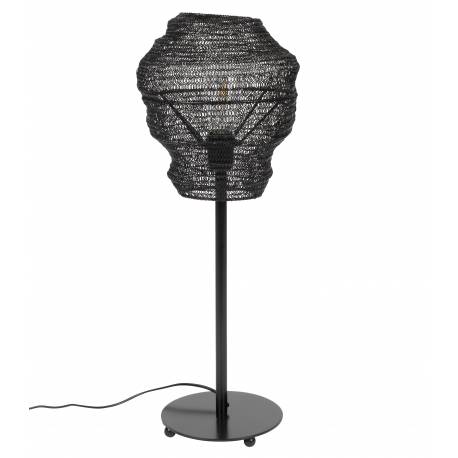 Lampe de Table Lena Noire Woody Lampe de Sol Luminaire sur Pied en Métal Laqué Noir 27x27x69cm