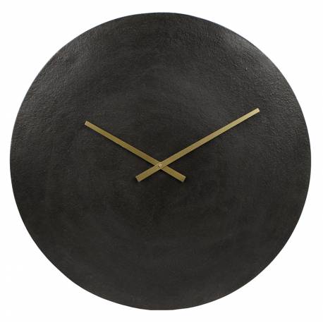 Horloge Moon Pendule Ronde Aiguilles Heures et Minutes en Aluminium Noir 5x38x38cm