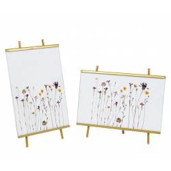 Cadre Photo Paysage sur Trépied Porte Photographie Cliché Portrait en Métal Doré 5x13,5x15cm