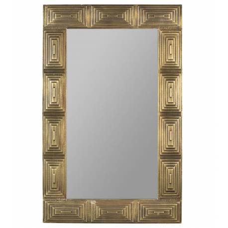 Miroir Volan Dutchbone Glace Murale Design Chic en Bois Plaqué Laiton Antique 4x70x110cm