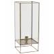Lampe de Table Solas Eclairage de Chevet à Poser Luminaire de Bureau d'Appoint en Métal Bronze et Verre 24x24x60cm