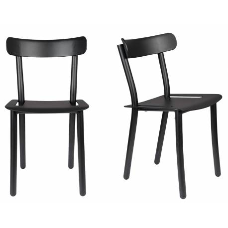 Lot de 2 Chaises Friday Noires Zuiver Sièges Outdoor Indoor en Aluminium 44x50x79cm