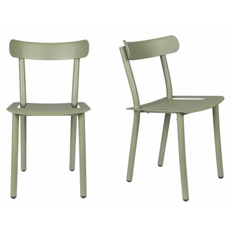 Lot de 2 Chaises Friday Vert Zuiver Sièges Outdoor Indoor en Aluminium 44x50x79cm