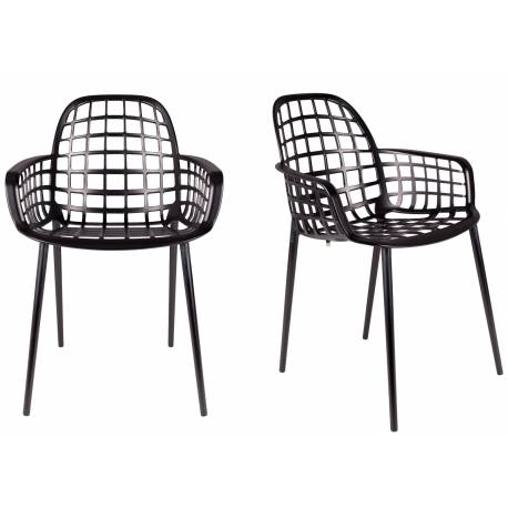 Lot de 2 Fauteuils Albert Kuip Garden Zuiver Siège Intérieur Extérieur en Aluminium Noir 59,5x59,5x82,5cm