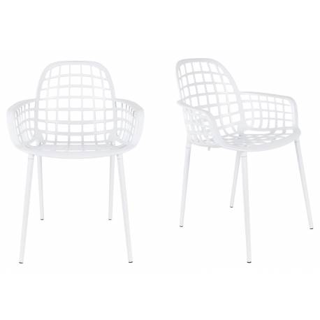 Lot de 2 Fauteuils Albert Kuip Garden Zuiver Siège Intérieur Extérieur en Aluminium Blanc 59,5x59,5x82,5cm