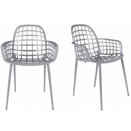 Lot de 2 Fauteuils Albert Kuip Garden Zuiver Siège Intérieur Extérieur en Aluminium Gris 59,5x59,5x82,5cm