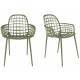 Lot de 2 Fauteuils Albert Kuip Garden Zuiver Siège Intérieur Extérieur en Aluminium Vert 59,5x59,5x82,5cm