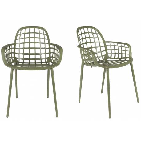 Lot de 2 Fauteuils Albert Kuip Garden Zuiver Siège Intérieur Extérieur en Aluminium Vert 59,5x59,5x82,5cm