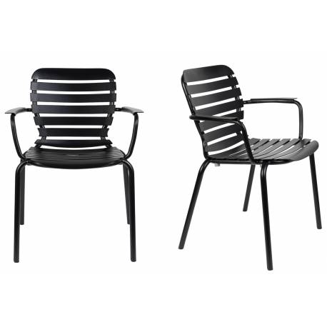 Lot de 2 Fauteuils Vondel Noir Zuiver Sièges Outdoor Design en Aluminium 58,2x64,7x82,5cm