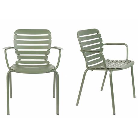 Lot de 2 Fauteuils Vondel Vert Zuiver Sièges Outdoor Design en Aluminium 58,2x64,7x82,5cm