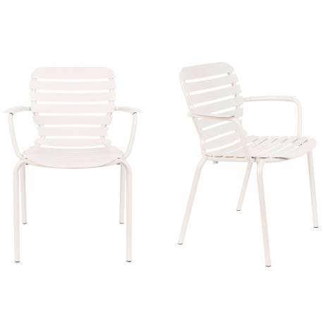 Lot de 2 Fauteuils Vondel Blanc Zuiver Sièges Outdoor Design en Aluminium 58,2x64,7x82,5cm