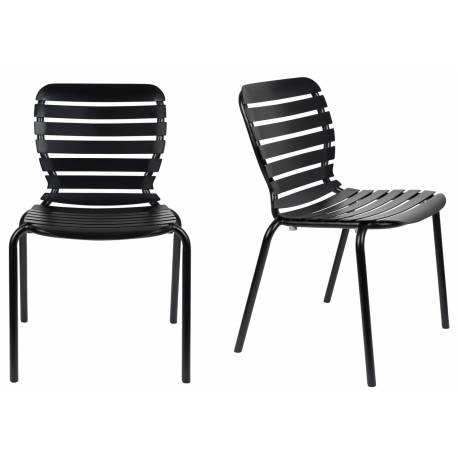 Lot de 2 Chaises Vondel Noir Zuiver Assises Outdoor Design en Aluminium 55x58,2x82,5cm