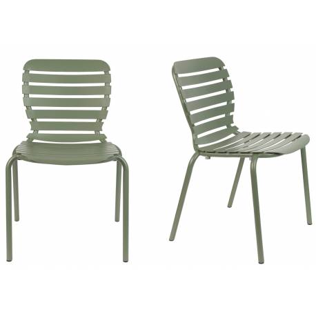 Lot de 2 Chaises Vondel Vert Zuiver Assises Outdoor Design en Aluminium 55x58,2x82,5cm