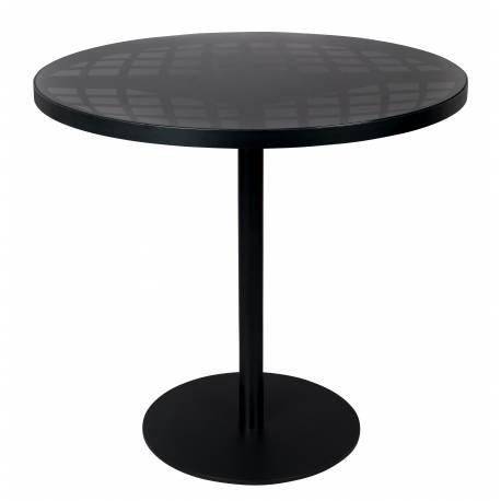 Table Bistrot Albert Garden Zuiver Console d'Appoint Intérieur Extérieur en Aluminium Noir et Verre Fumé 76x80x80cm