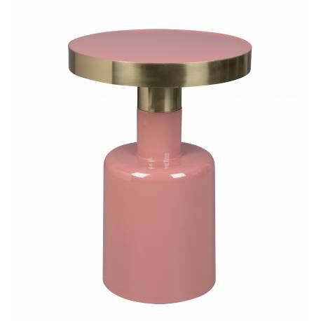 Table d'Appoint Ronde Glam Bout de Canapé Zuiver Métal Rose 36x36x51cm