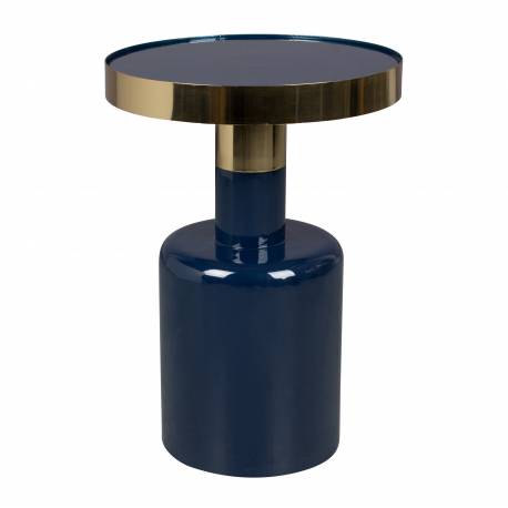 Table Ronde Glam Bout de Canapé Table d'Appoint Zuiver Métal Bleu 36x36x51cm