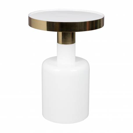 Table d'Appoint Ronde Glam Table Basse Bout de Canapé Zuiver Métal Blanc 36x36x51cm