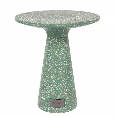 Table Ronde Victoria Guéridon Table d'Appoint Zuiver Terrazzo Vert 41x41x47cm