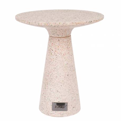 Table Ronde Victoria Guéridon Table d'Appoint Zuiver Terrazzo Rose 41x41x47cm
