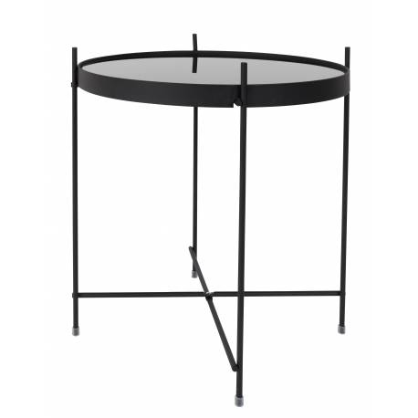 Table d'Appoint Cupid Small Zuiver Table Basse Ronde Métal et Verre Noir 43x43x45cm