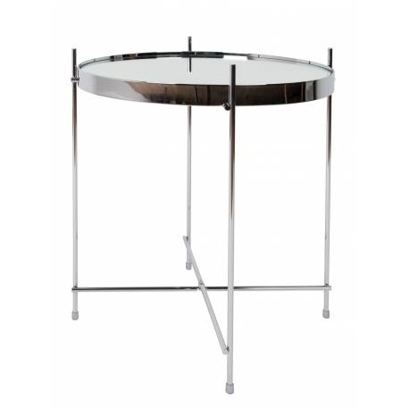 Table d'Appoint Cupid Small Zuiver Table Basse Ronde Métal et Verre Argent 43x43x45cm