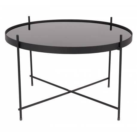 Table Basse Ronde Cupid Large Zuiver Table d'Appoint Métal et Verre Noir 40x62,5x62,5cm